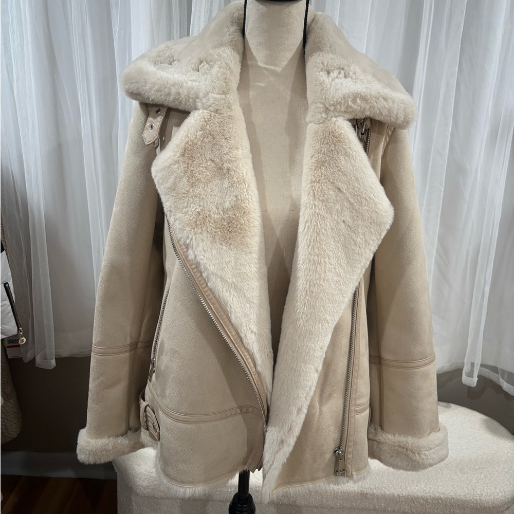 Stradivarius Cream Teddy Jacket